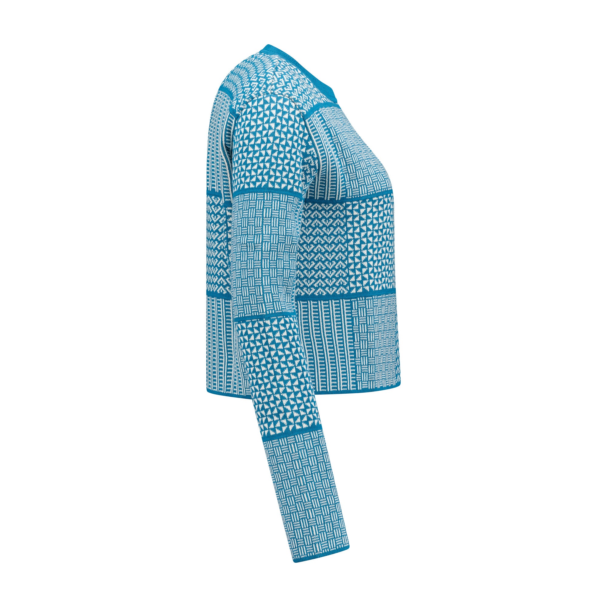 The Zuri | Fringeless - Teal & Ecru