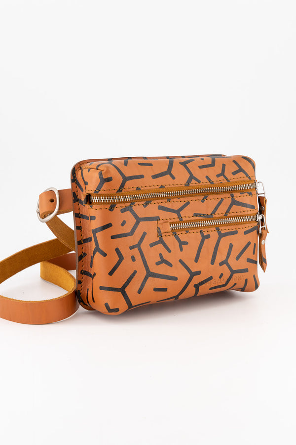 The Khaya Leather Waistbag - Scatterbrain Print