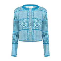 The Zuri | Fringeless - Teal & Ecru