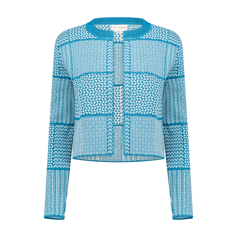 The Zuri | Fringeless - Teal & Ecru