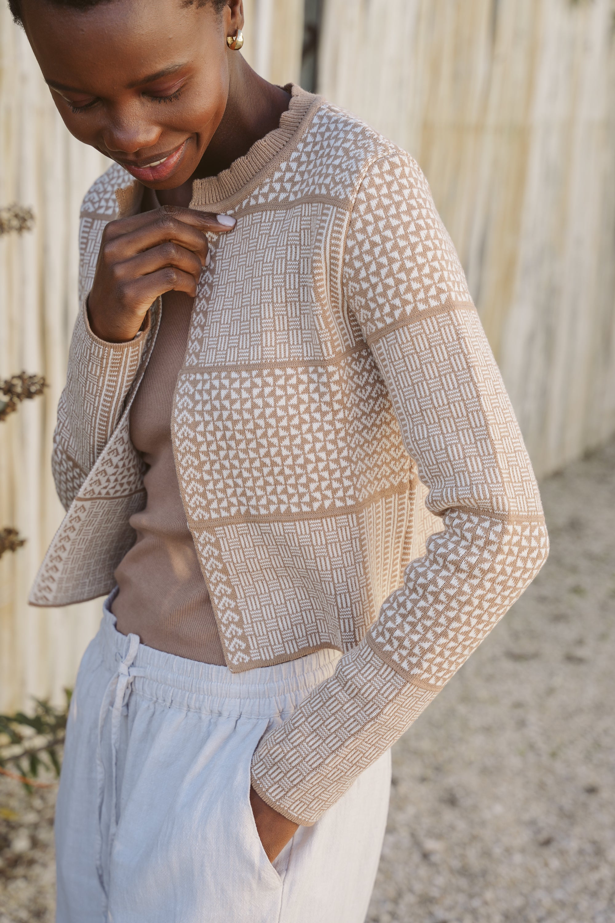The Zuri | Fringeless - Camel & Ecru
