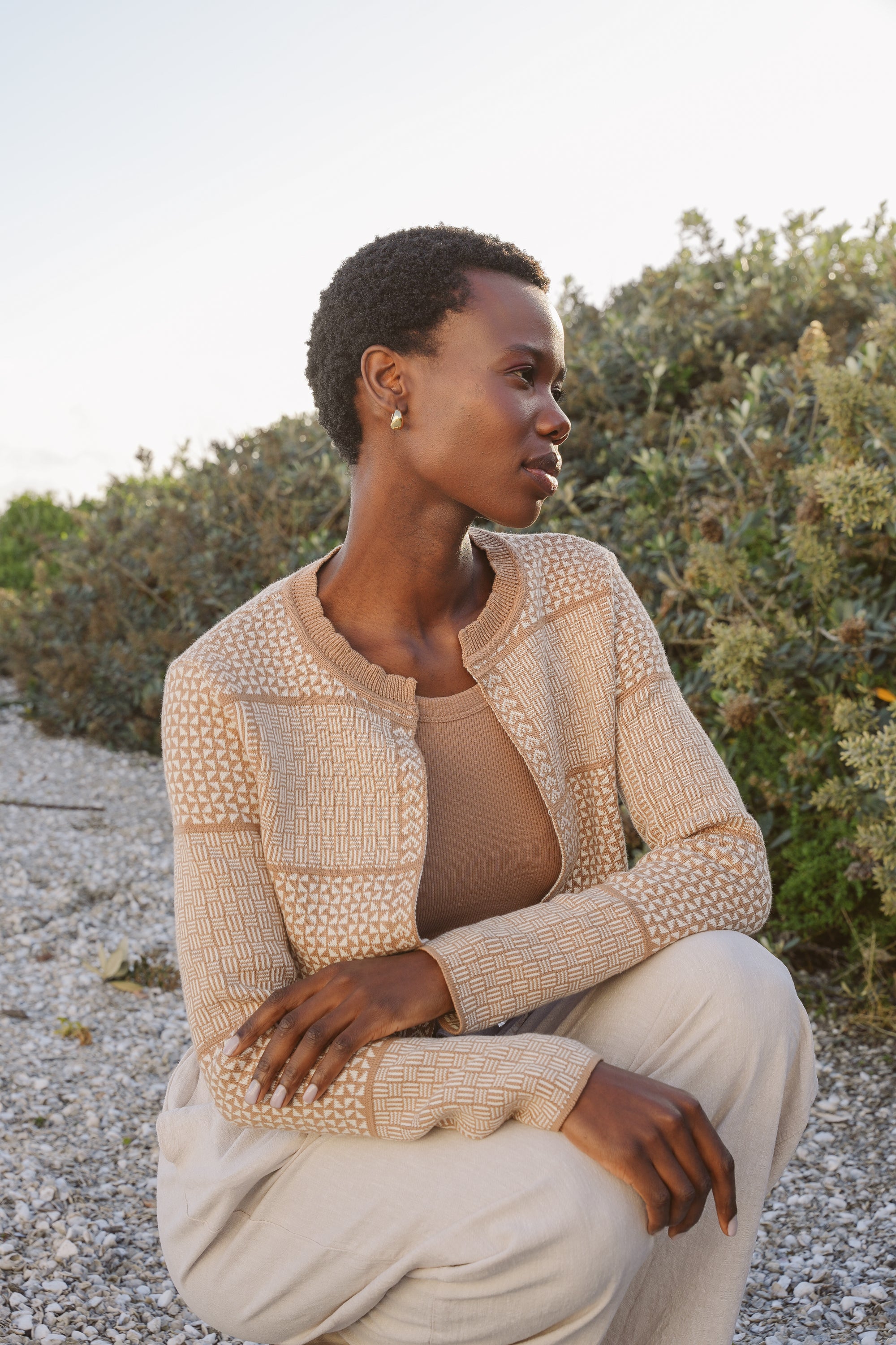 The Zuri | Fringeless - Camel & Ecru