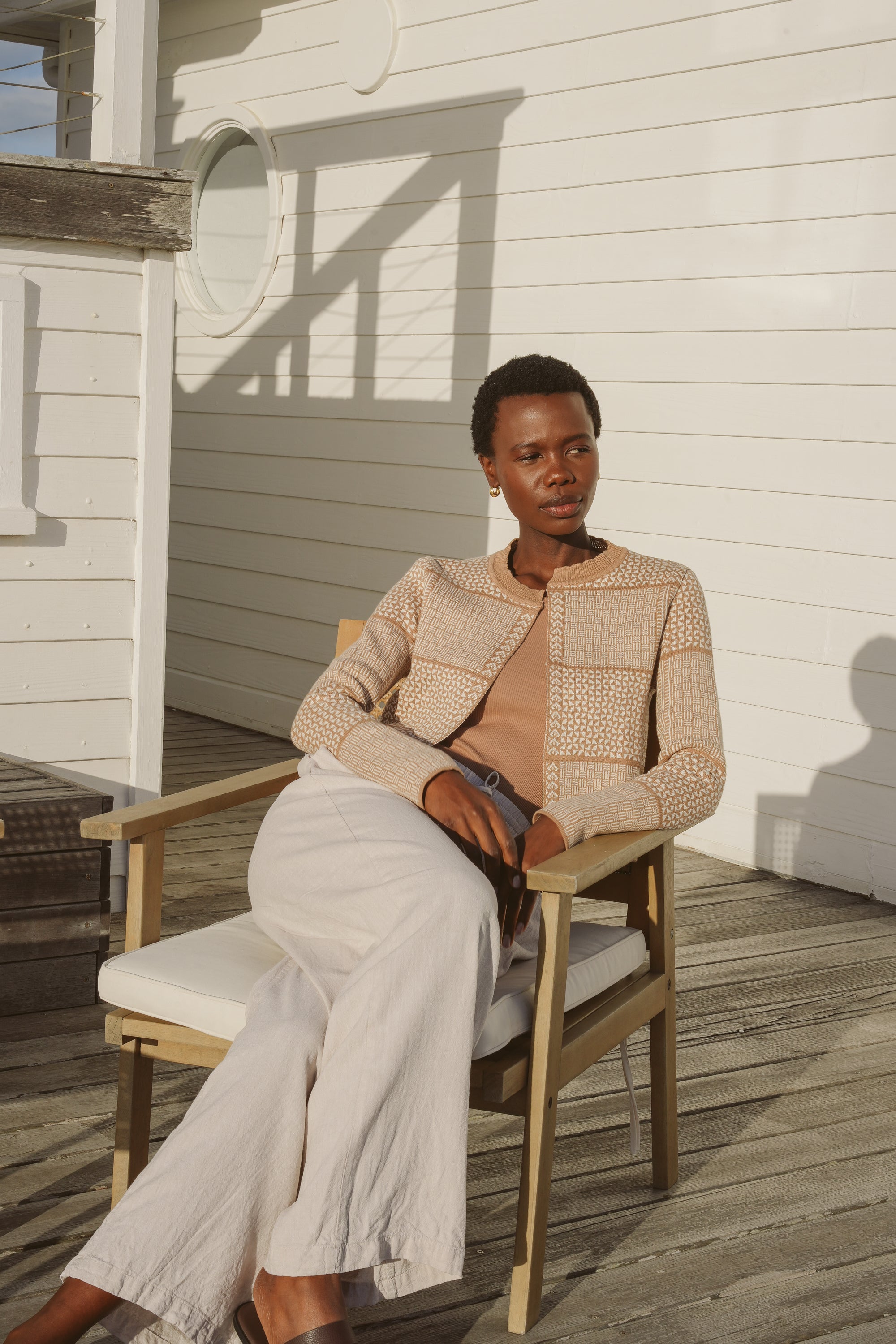 The Zuri | Fringeless - Camel & Ecru